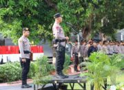 Kapolres Bima AKBP Eko Sutomo SIK.,MIK., Pimpin Apel pergeseran Pasukan Pengamanan PSU di Kecamatan Parado